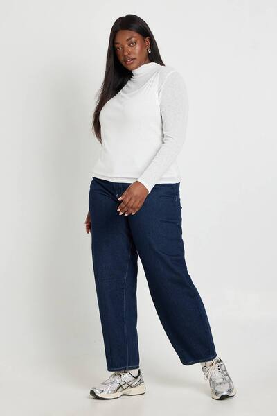  Boohoo Plus Barrel Fit Jean, Indigo 