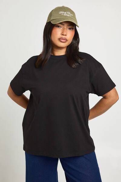  Boohoo Plus Basic Oversized Short Sleeve T-shirt, Black 
