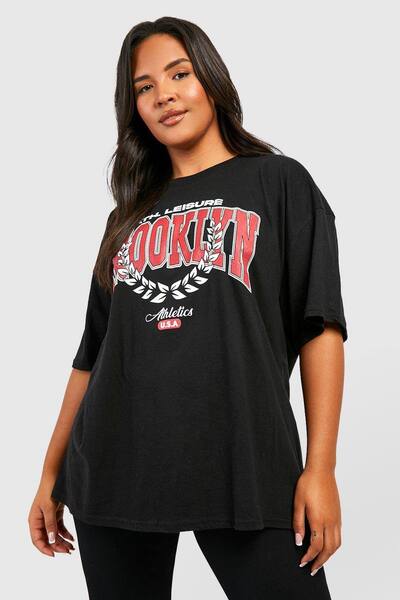  Boohoo Plus Brooklyn Oversized T-shirt, Black 