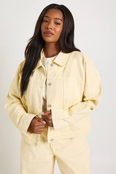  Boohoo Plus Denim Shacket, Butter 