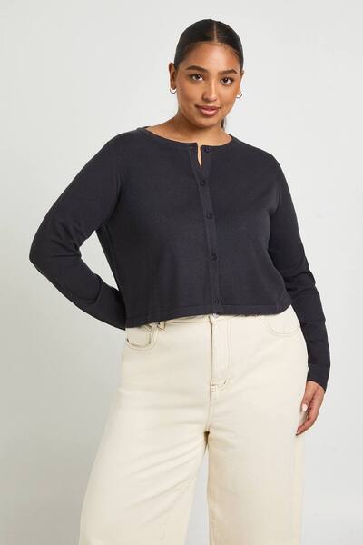  Boohoo Plus Long Sleeve Knit Rib Top, Charcoal 