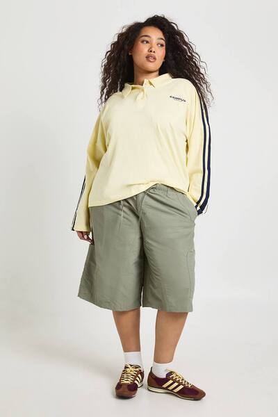  Boohoo Plus Nylon Cargo Short, Sage 