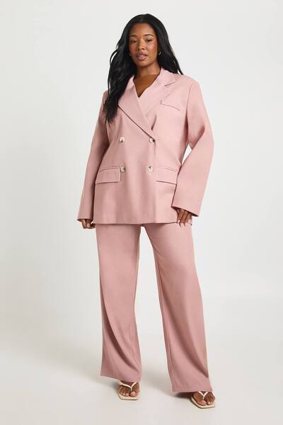  Boohoo Plus Oversized Horn Button Blazer, Dusty Pink 