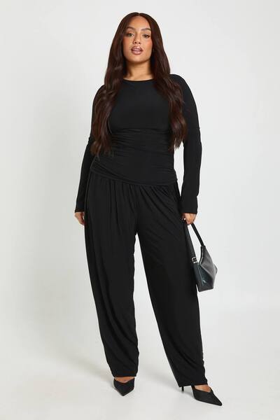  Boohoo Plus Soft Touch Balloon Trouser, Black 