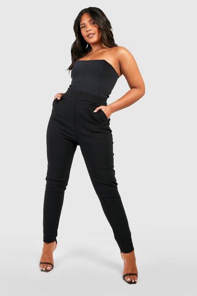  Boohoo Plus Super Stretch Fitted Trousers, Black 