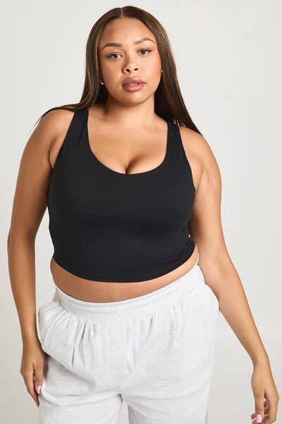  Boohoo Plus Supersoft Seam Fitted Vest, Black 