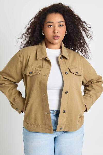  Boohoo Plus Twill Utility Oversized Shirt, Ecru 