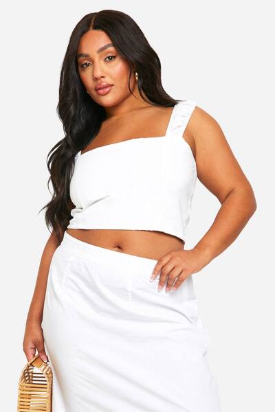  Boohoo Plus Woven Embroidery Midaxi Skirt, White 