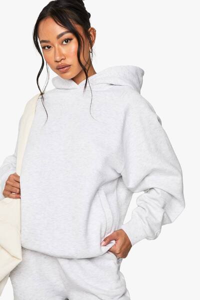  Boohoo Raglan Seam Oversized Hoodie, Ash Grey 