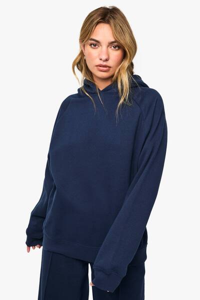  Boohoo Raglan Seam Oversized Hoodie, Navy 