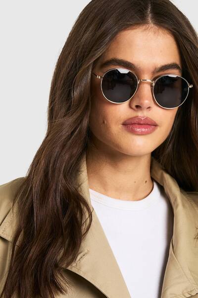 Boohoo Retro Silver Frame Round Sunglasses 