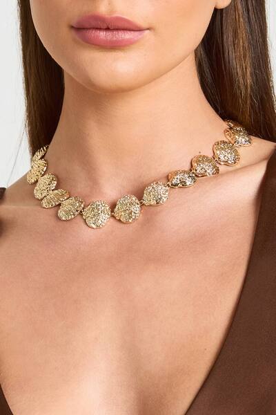  Boohoo Seashell Statement Necklace, Gold 