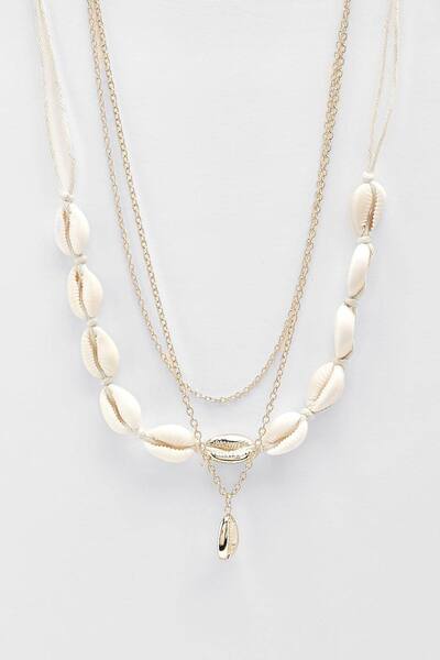  Boohoo Shell Layer Choker Necklace, Gold 