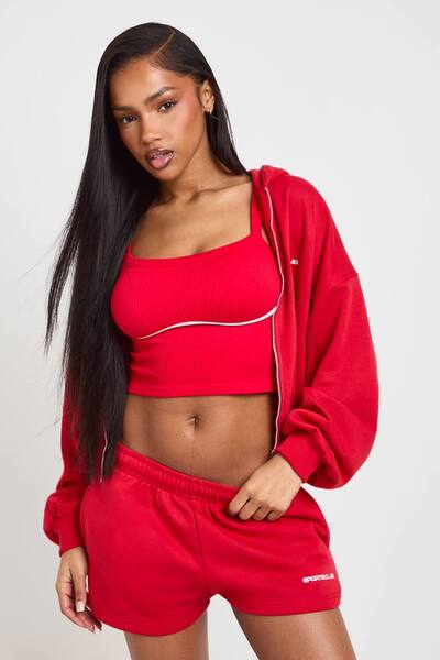  Boohoo Sports Club Embroidered Piping Sweat Short 