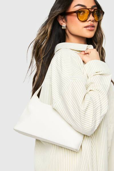  Boohoo Structured Shoulder Bag, White 