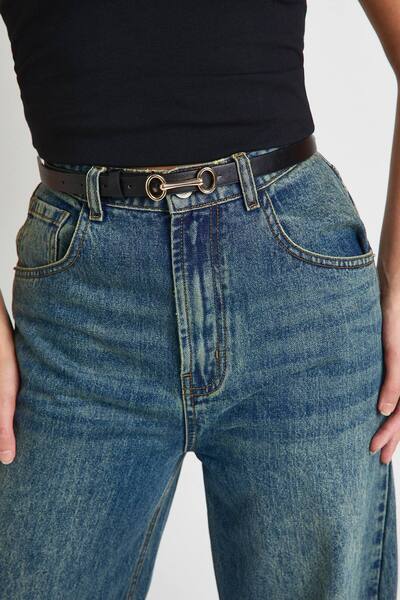  Boohoo T-bar Skinny Belt, Black 