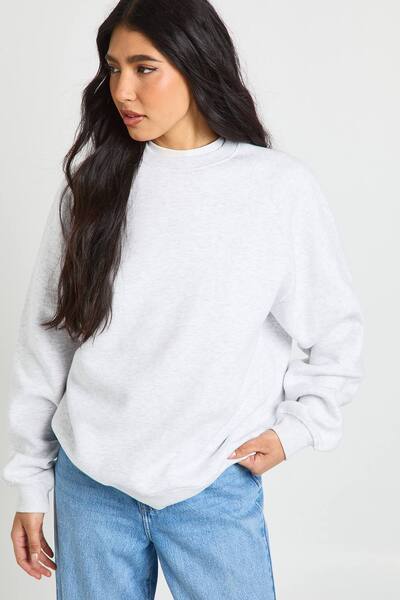  Boohoo Tall Raglan Seam Oversized Sweatshirt, Ash Grey 
