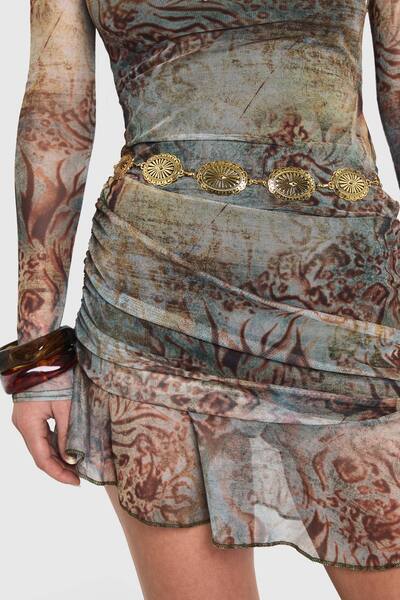  Boohoo Western Chain Belt, Gold 