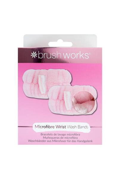  Brushworks Microfibre Wrist Washbands - 1 Set, Pink 