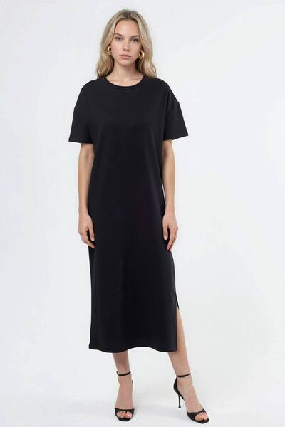  Busem Crew Neck Midi T-shirt Dress, Black 