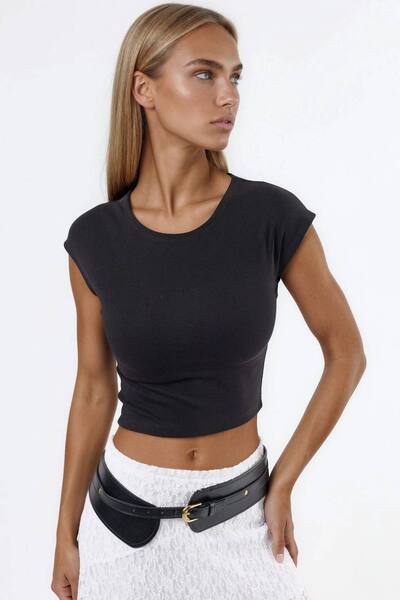  Busem Cropped Modal Cotton Blend Sleeveless Top, Black 