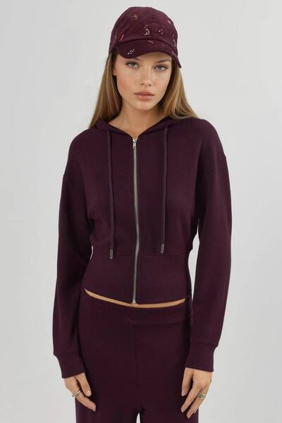  Busem Hooded Long Sleeve Zipper Jacket, Mauve 