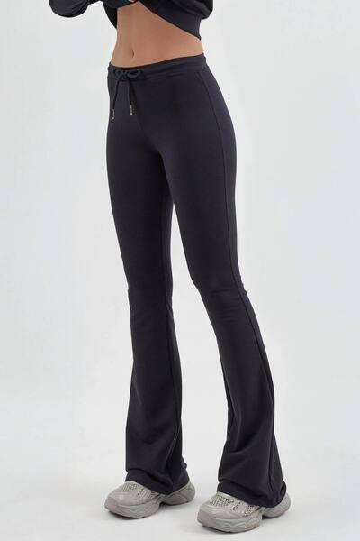 Busem Mid Waist Flare Leg Sweatpants With Drawstring, Navy 