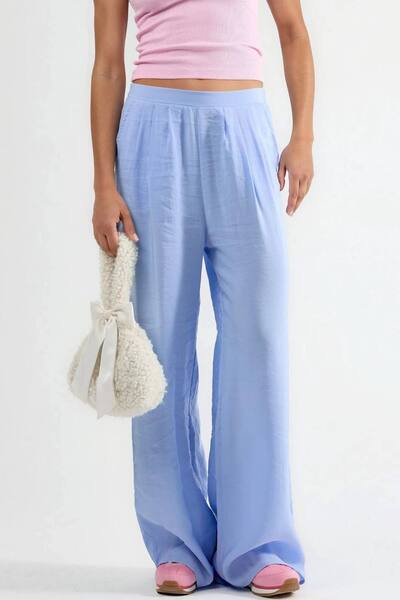  Busem Wide Leg Pleated Trousers, Baby Blue 