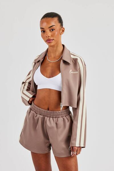  Cernucci Taping Cropped Harrington Jacket - Taupe 