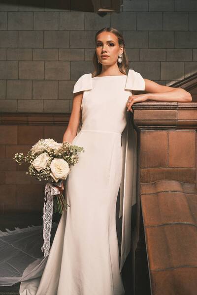  Coast Bow Detail Button Back Maxi Wedding Dress, Ivory 
