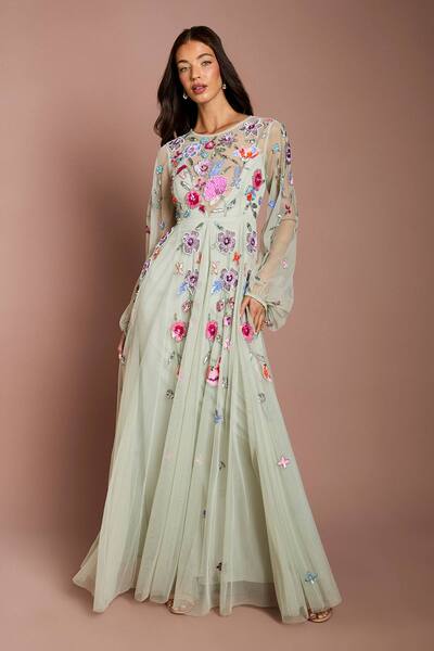  Coast Embellished Chiffon Maxi Dress, Sage 
