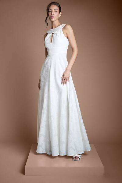  Coast Keyhole Floral Lace Full Skirted Wedding Dress, Ivory 