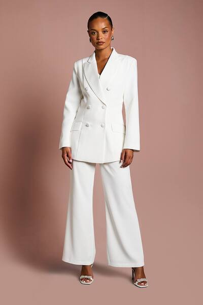  Coast Petite Premium Flare Bridal Trousers, Ivory 