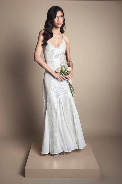  Coast Sequin Godet Maxi Wedding Dress, Ivory 