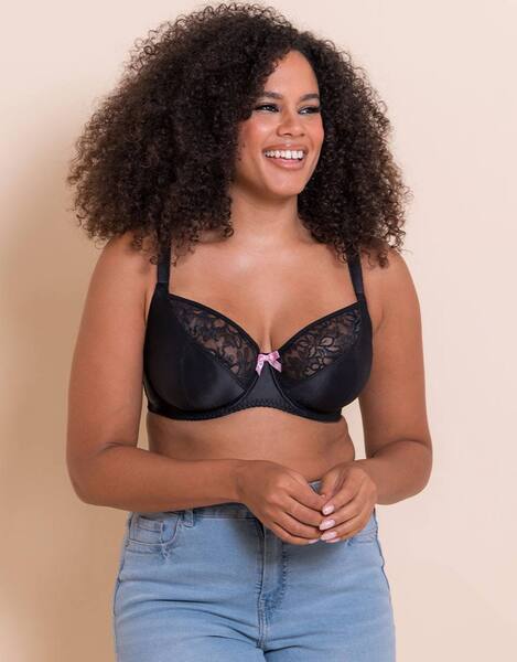  Curvy Kate Spellbound Lace Balcony Bra Underwired Lingerie, Black 