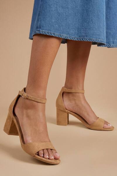  Dorothy Perkins Catty Faux Suede 2 Part Block Heeled Sandals, Tan 