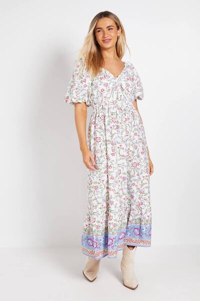  Dorothy Perkins Floral Poplin Twist Front Midi Dress 
