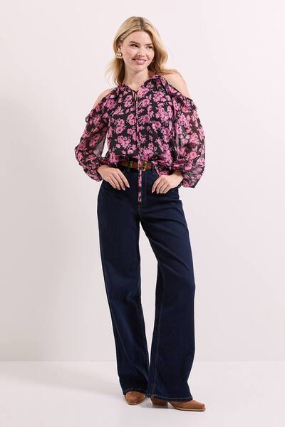  Dorothy Perkins Floral Ruffle Detail Printed Chiffon Top 