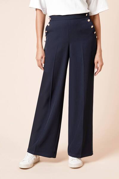  Dorothy Perkins Military Button Detail Wide Leg Trouser, Navy 