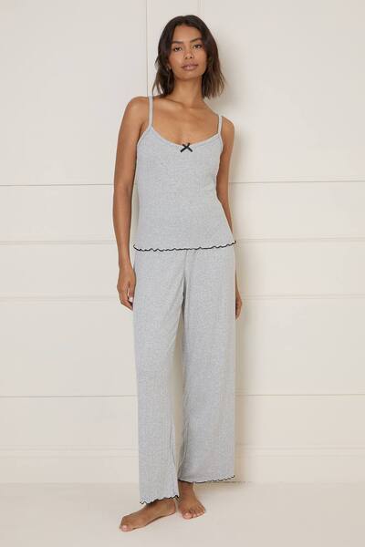  Dorothy Perkins Pointelle Jersey Pj Set, Grey 