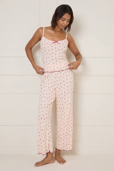 Dorothy Perkins Pointelle Jersey Pj Set, Pink 