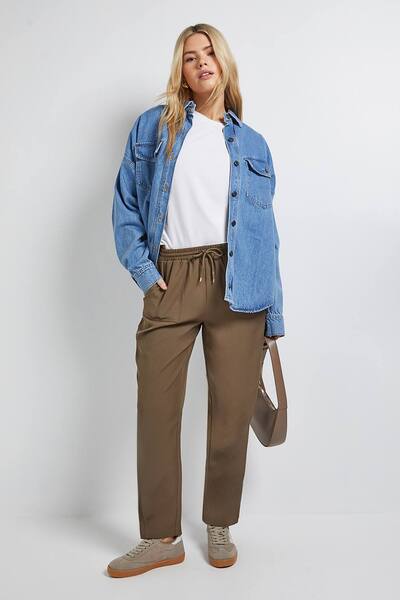  Dorothy Perkins Pull On Barrel Leg Trouser, Khaki 