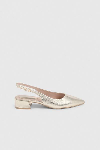  Dorothy Perkins Tamara Low Block Heel Slingback Pointed Ballerinas, Gold 