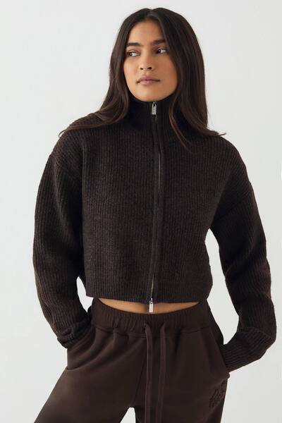  Dsgn Studio Dsgn Studio Double Zip Through Knitted Jumper, Espresso 