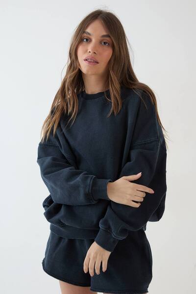  Dsgn Studio Dsgn Studio Heavyweight Washed Oversized Sweatshirt, Washed Black 