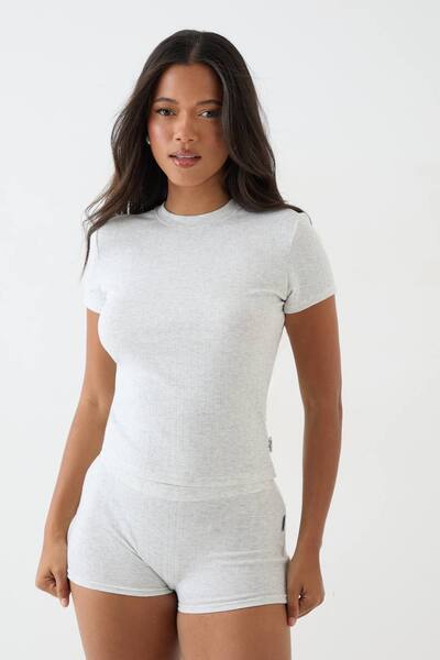  Dsgn Studio Dsgn Studio Pointelle Fitted T-shirt, Ash Grey 