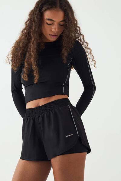  Dsgn Studio Dsgn Studio Reflective Binding 2 In 1 Running Shorts, Black 