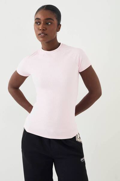  Dsgn Studio Dsgn Studio Sculpt Rib Short Sleeve Top, Marshmallow Pink 