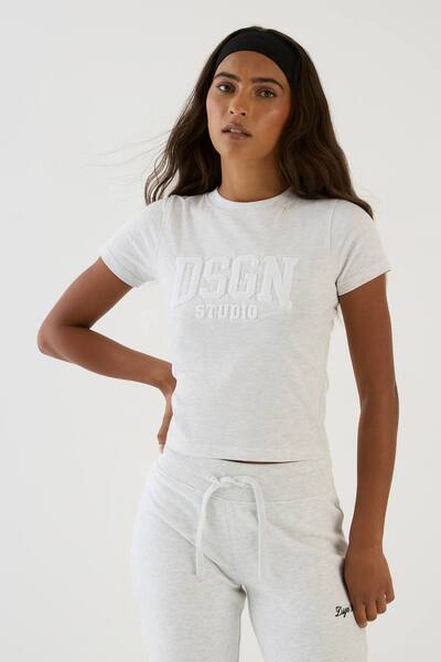 Dsgn Studio Dsgn Studio Towelling Applique Baby T-shirt, Ash Grey 