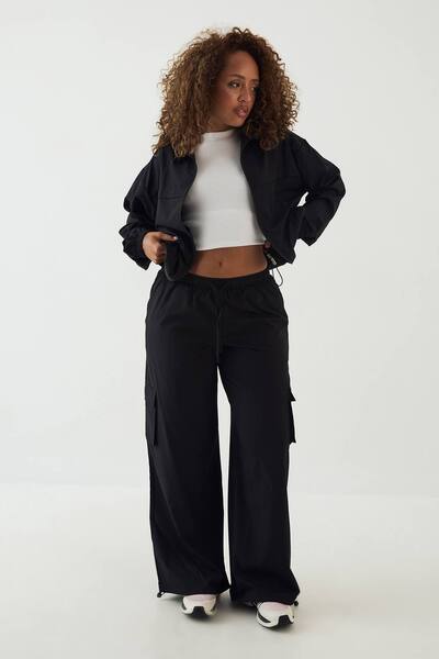  Dsgn Studio Dsgn Studio Wide Leg Cargo Trouser, Black 
